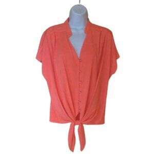 PETER NYGARD Salmon Pink Peach Blouse PL Large Petite NEW NWT